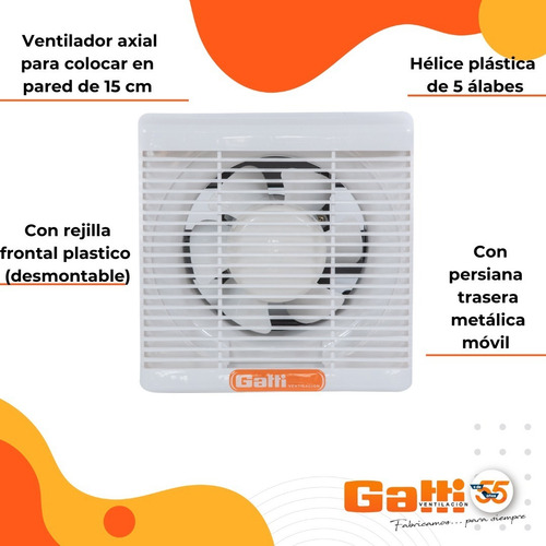 Extractor De Aire 30 Cm Para Pared Baño Cocina Con Persiana