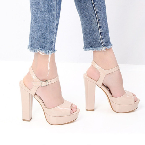 Imagen 5 de 7 de Ielgy Tacón Alto Zapatos De Mujer Moda 11cm Tacón Grueso W