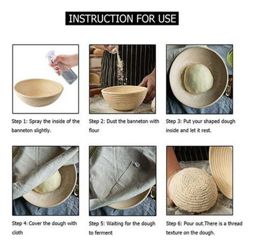 Banneton Proofing Cesta For 6 Piece With Extra Forro