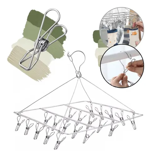 comprar Tender Acero Inoxidable Ropa Chica 20 Broches Colgante 