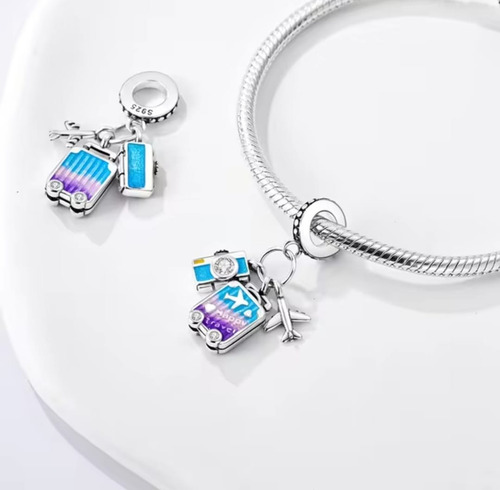 Charm Dije Viaje Con Camara Compatible Pulsera Lavanda
