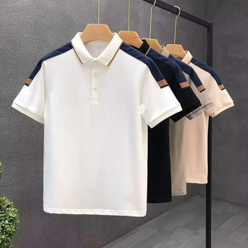 Polo Casual De Manga Corta Con Cuello Fresco Para Hombre