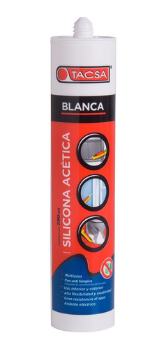 Sellador De Silicona Acética Tacsa 280ml Bco/tnsp/neg X20u