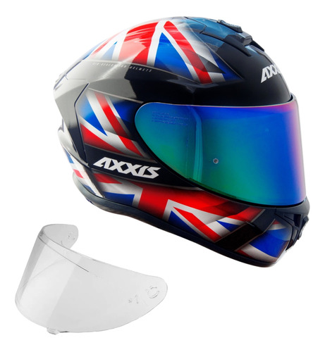 Capacete Axxis Draken Uk Azul Capacete Moto + Viseira Extra