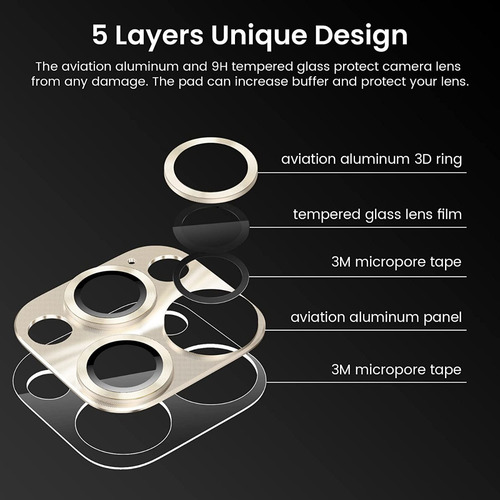 Imagen 2 de 10 de Protector Cámara De Aluminio Para iPhone 13 Pro / 13 Pro Max