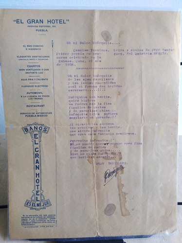 Pepe Domínguez, Dulce Mu Letra Firmada, 1926, Trova Yucateca (Usado)