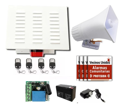 Kit Alarma Comunitaria 30w // 4 Controles + Bateria + Envio