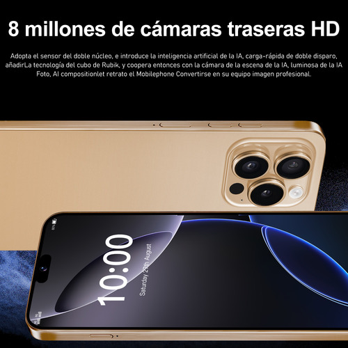 Android Celulares 4g I16 Pro Max 6.26 Pulgadas Barato Ram2gb Y Rom16gb Dorado