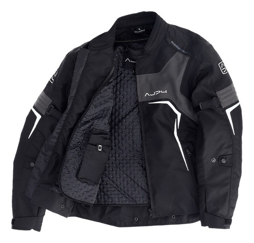 Campera Cordura Moto Aj74 Instinct Impermeable Reflectivo Negro Geométrico Xl