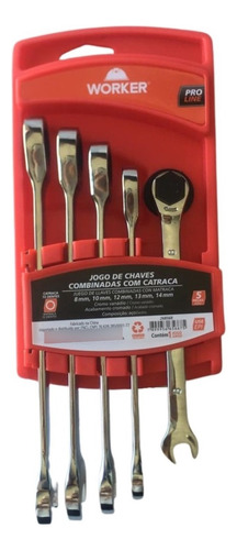Jogo Chave Combinada C/ Catraca 5 Peças 8-14mm Worker 268568