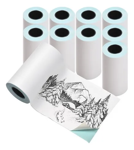 10 Rollos de Papel Térmico Autoadhesivo para Mini Impresora de 57x30mm 10pcs Blanco