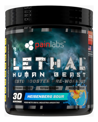 Lethal Human Beast  Pain Testo Booster Pre Workout Potente!