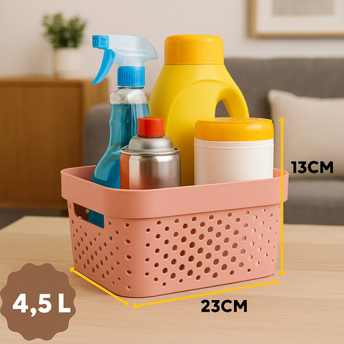 Kit Com 3 Caixas Organizadora Rosa 4,5l Para Guardar Objetos