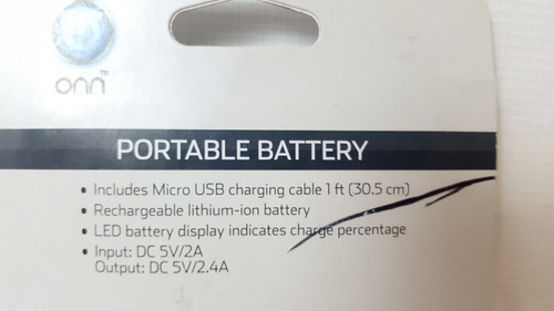 Batería Para Celular Portátil Onn 6700mah 30.5cm L987 (Usado)