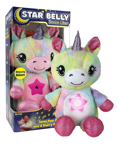 Peluche Dream Lites Star Belly Proyector Luz Nocturna El Rey