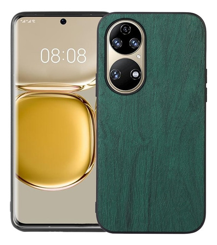 Funda De Pu Con Textura De Madera Para Huawei P50 Pro