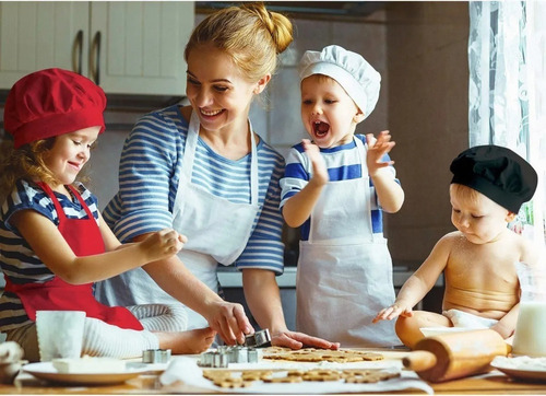 . 3pcs Disfraz Chef Máster Niños Cocinero Gorro For Niño
