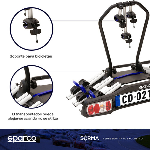 Imagen 9 de 12 de Porta Bicicletas Autos Sparco Para 3 Bicis Plegable