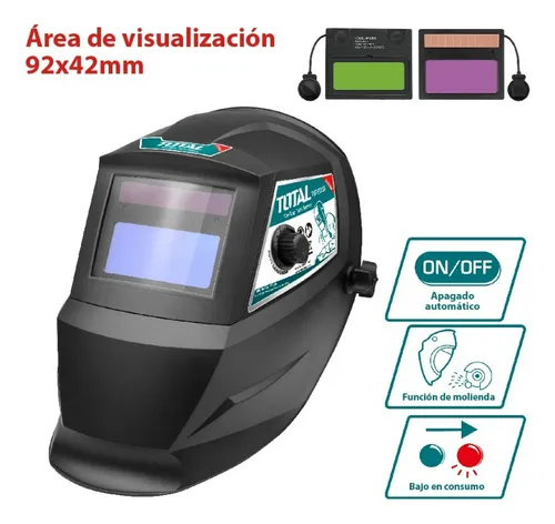 Máscara Para Soldar Fotosensible 92x42mm Total Color Negro