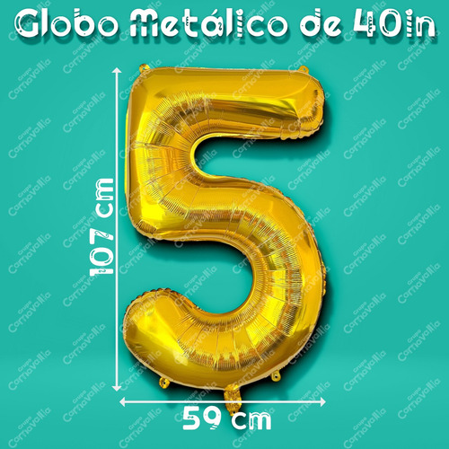 Globo Número Grande Dorado 40in 100cm Fiesta Cumple Xv's 1mt 5
