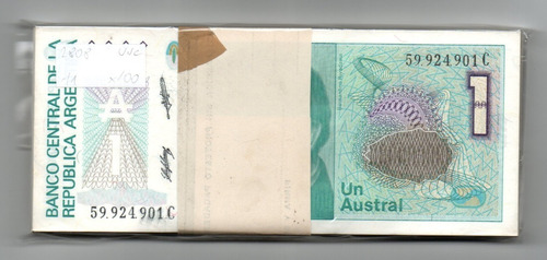 Argentina Fajo X100 Billetes 1 Austral Año 1988 Sin Circular
