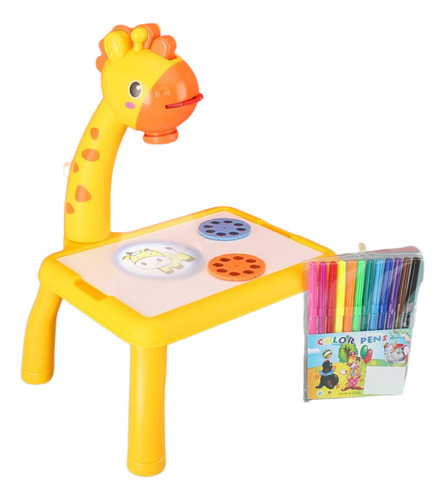 Mesa De Proyección Para Niños Con Dibujos Juguete Proyector Amarillo