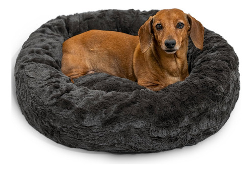 Cama Donut De Lujo Para Mascotas, Color Visón Carbón