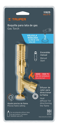 Boquilla Para Lata De Gas Con Válvula Roscada, Truper. 11925