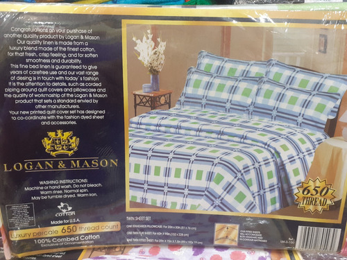 Juego De Sabana Individual Marca Logan And Mason