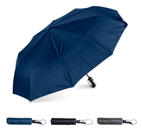 Paraguas Sombrilla Grande De Bolsillo Automático Resistente Azul Liso