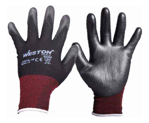 10 Guante Nylon Normal C/pu 13g Negro 8 Weston St018-18