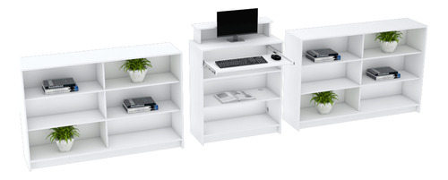 Balcão De Atendimento Mundi Móveis M528.b Branco Com 116.5cm De Altura X 390cm De Largura X 38cm De Profundidade