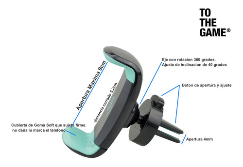 Imagen 2 de 6 de Soporte Celuar Auto Rejilla Para Samsung Moto Htc LG iPhone