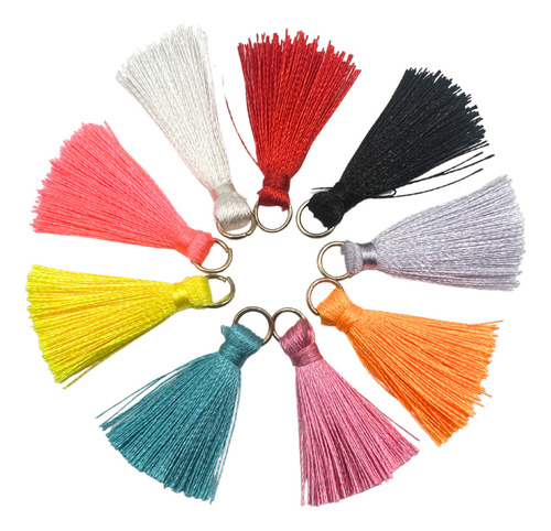 Mini Franja Tassel Pingente Colorido Cor Kit 10 Uni Cor Azul-petróleo