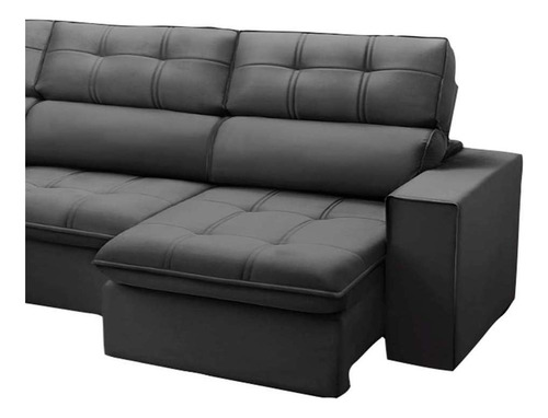 Sofá 5 Lugares Retrátil E Reclinável Arezzo Com Chaise Es... Cor Grafite