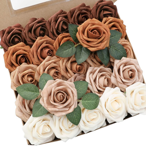 Florom Flores Artificiales 25 Piezas De Tonos Tierra De Aspe