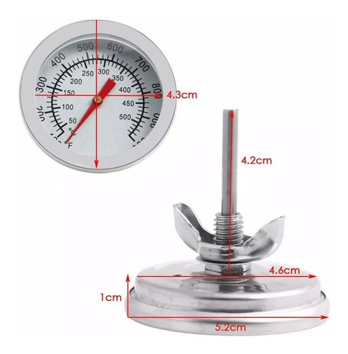 Imagen 4 de 5 de Termómetro Analógico 500 ° C, Ideal Para Hornos De Barro