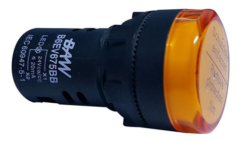 Imagen 4 de 9 de Luz Piloto Monobloque Led Integrado Ojo De Buey Ambar 24v
