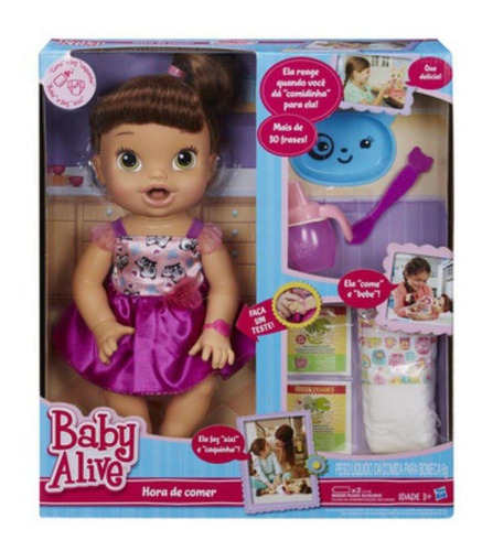 Boneca Baby Alive Hora De Comer Morena Hasbro