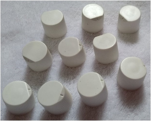 Knob 6mm Para Potenciômetro Estriado Branco 10 Pç Dimmer