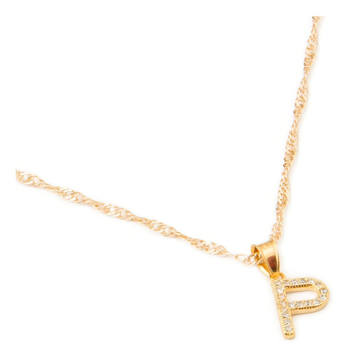 Dije Inicial / Letra P Mini Con Zirconia Chapa De Oro 18k Color Dorado