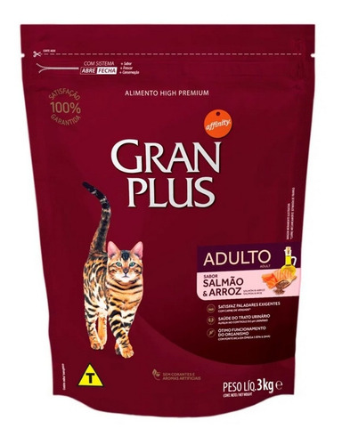 Ração Para Gato Adulto Sabor Salmão E Arroz 3kg Gran Plus