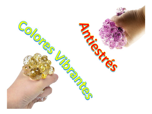 6 Pelotas Squishy Glitter Juguete Piñata Bolo Fiesta Cumple