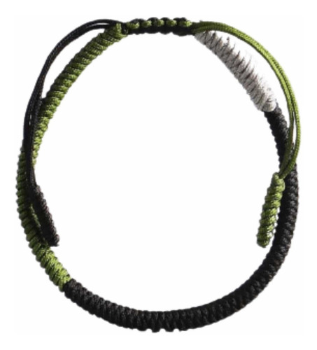 Pulsera Tibetana, Corazón Buddha, Hecha A Mano, Una Pieza Color Negro/verde/gris Diámetro 18 Cm Largo 18 Cm