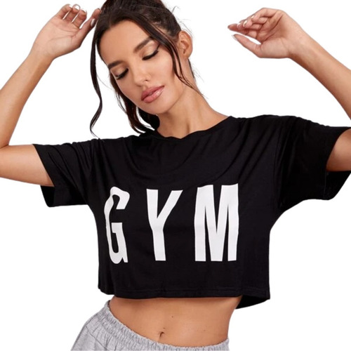 Playera Crop Top Deportivo Gym Ropa Mujer Deportiva