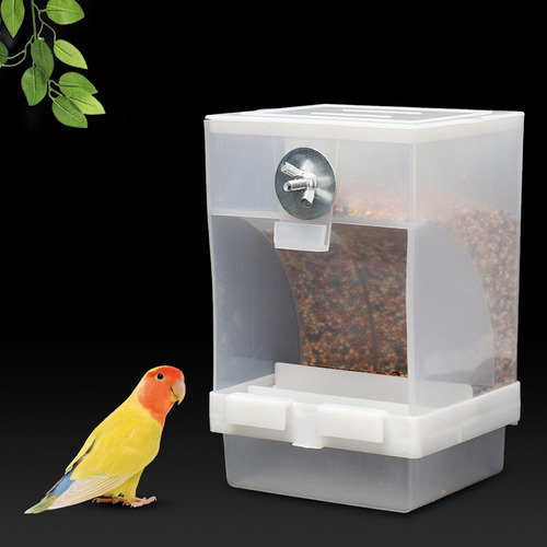 Para Pájaros Sin Ensuciar Recipiente De Comida Acrílico Con
