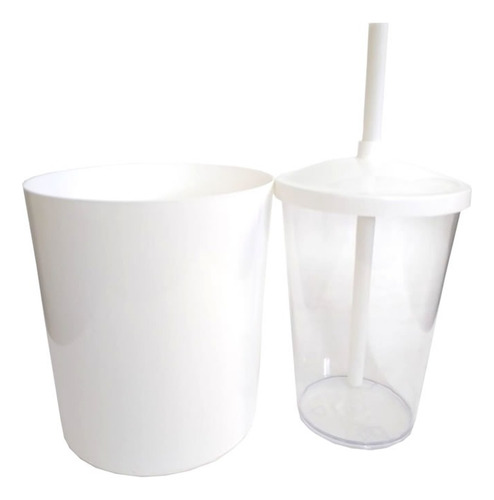 40 Kit Pipoca - Balde + Copo C/canudo - Personalizar Brinde