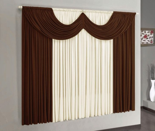 Cortina Paris 4.00m X 2.80m - Varão Simples - Tabaco E Palha