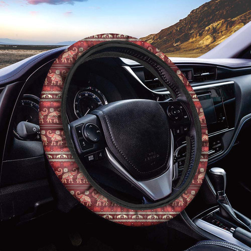 Funda Para Volante Ajuste Universal Estampado Rojo