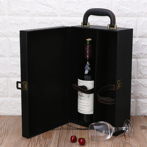 W Bolsa De Lujo De Cuero Para 2 Botellas De Champán Rojo